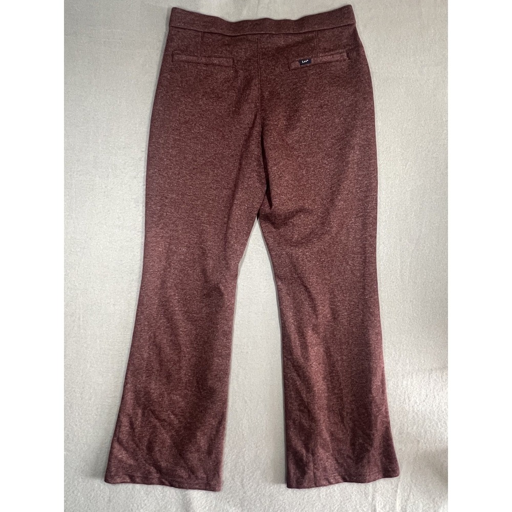 Lee Women's Size M Pull On Flare Leg Pants Burgundy Heathered Stretch Knit - Picture 6 of 6